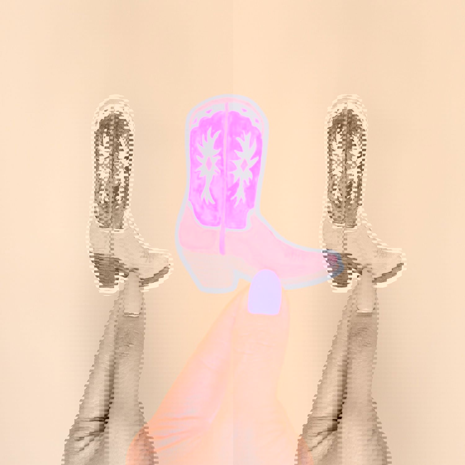 Pink Cowboy Boot Sticker by Kathyphantastic