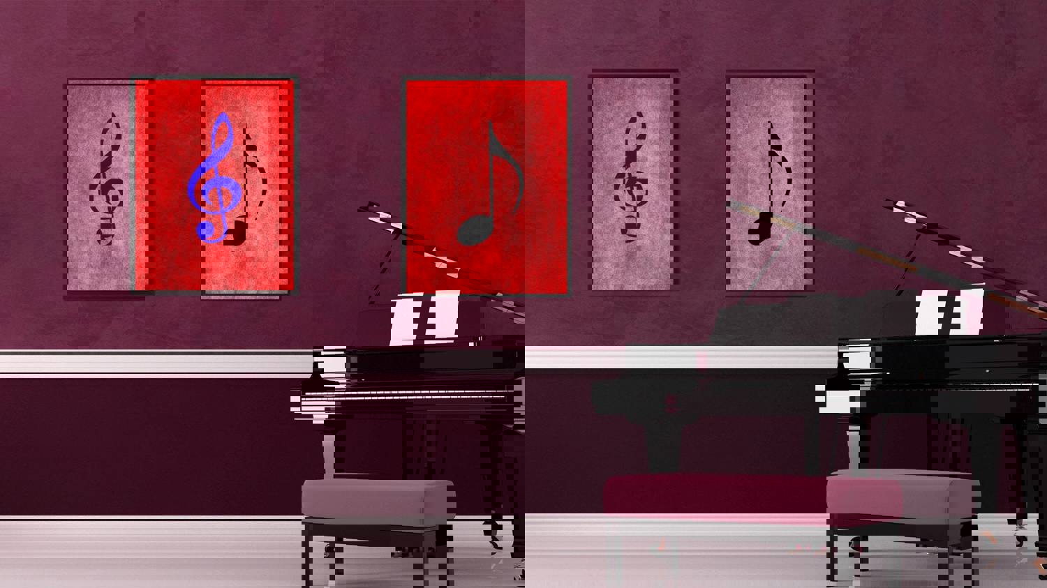 Quaver Music Red Canvas Print Pictures Frames for Office and Home Décor Wall Art