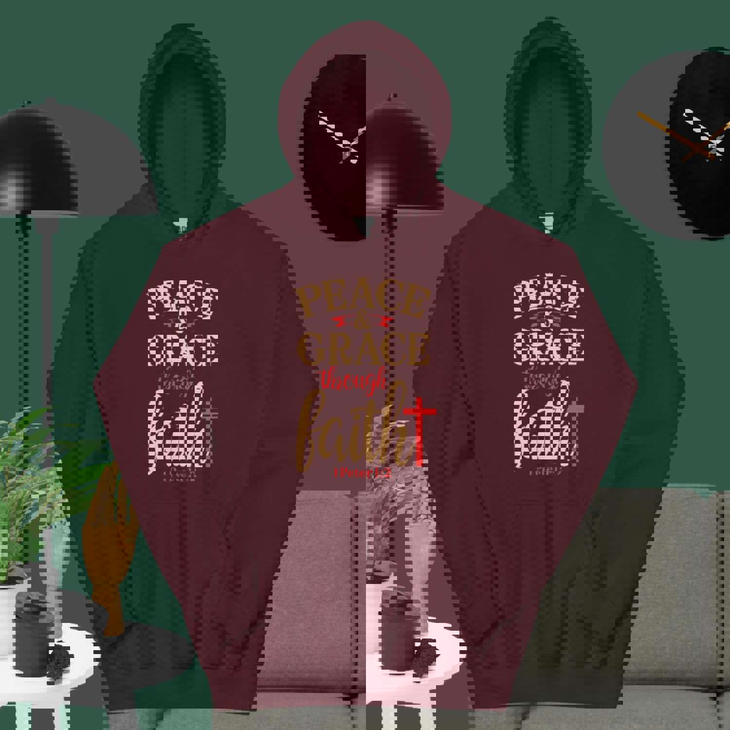 F&H Christian Peace & Grace through Faith Mens Hoodie