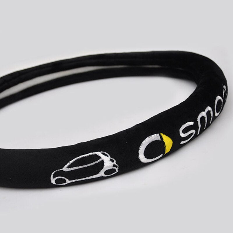 Flannelette Steering Wheel Cover for Smart Fortwo/Forfour 451 453 - Universal Fit