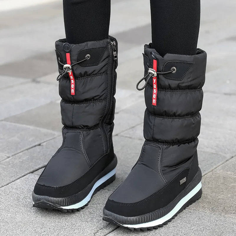 Women's Snow Boots - Platform Winter Boots with Thick Plush Waterproof Non-slip Design