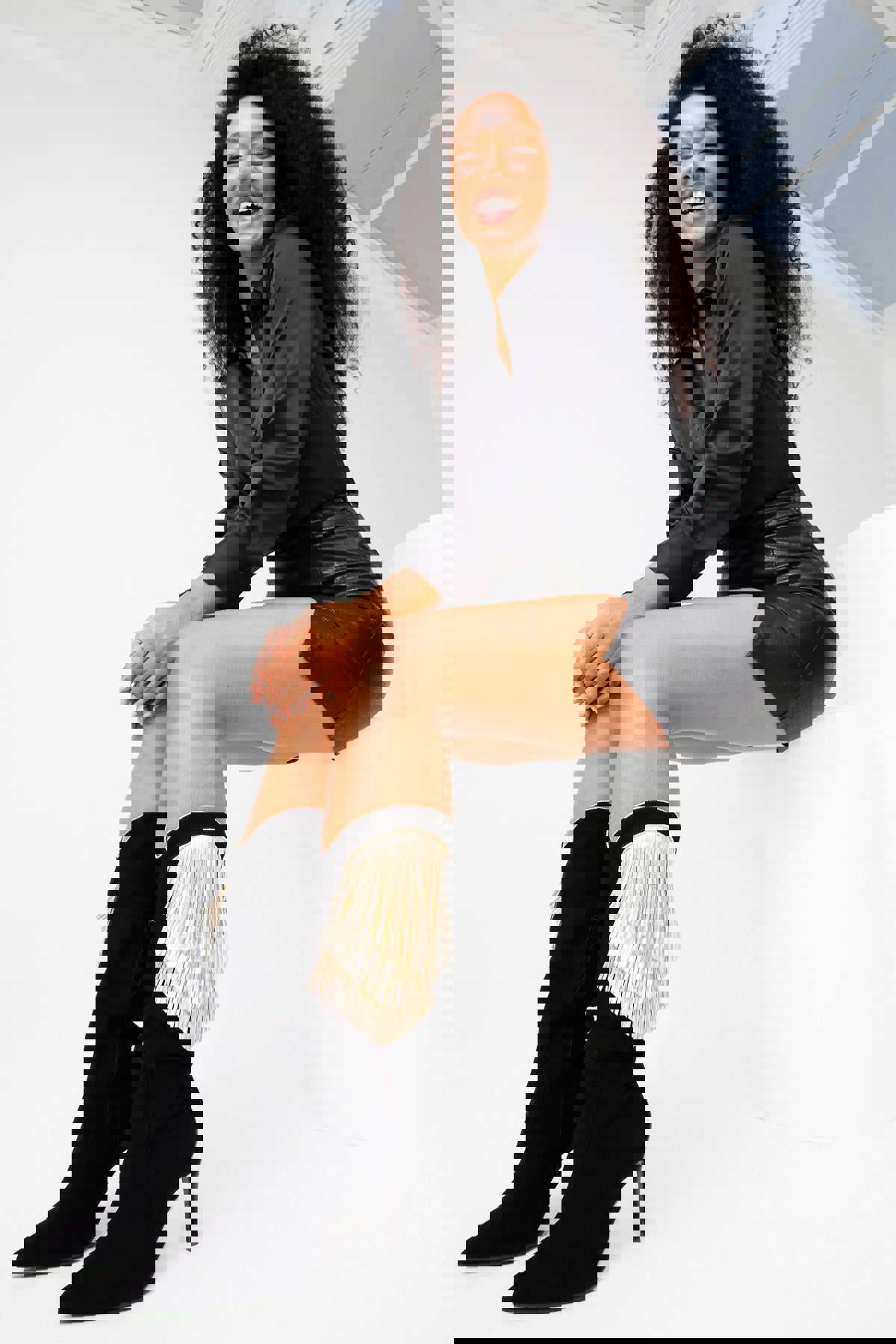 Vienna Black Suede Leather Knee High Women Boot