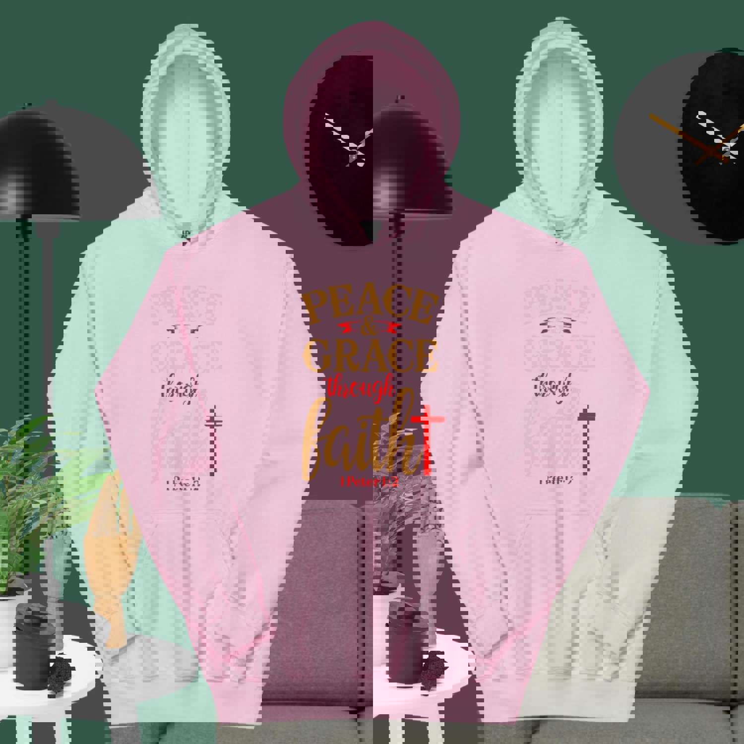 F&H Christian Peace & Grace through Faith Mens Hoodie