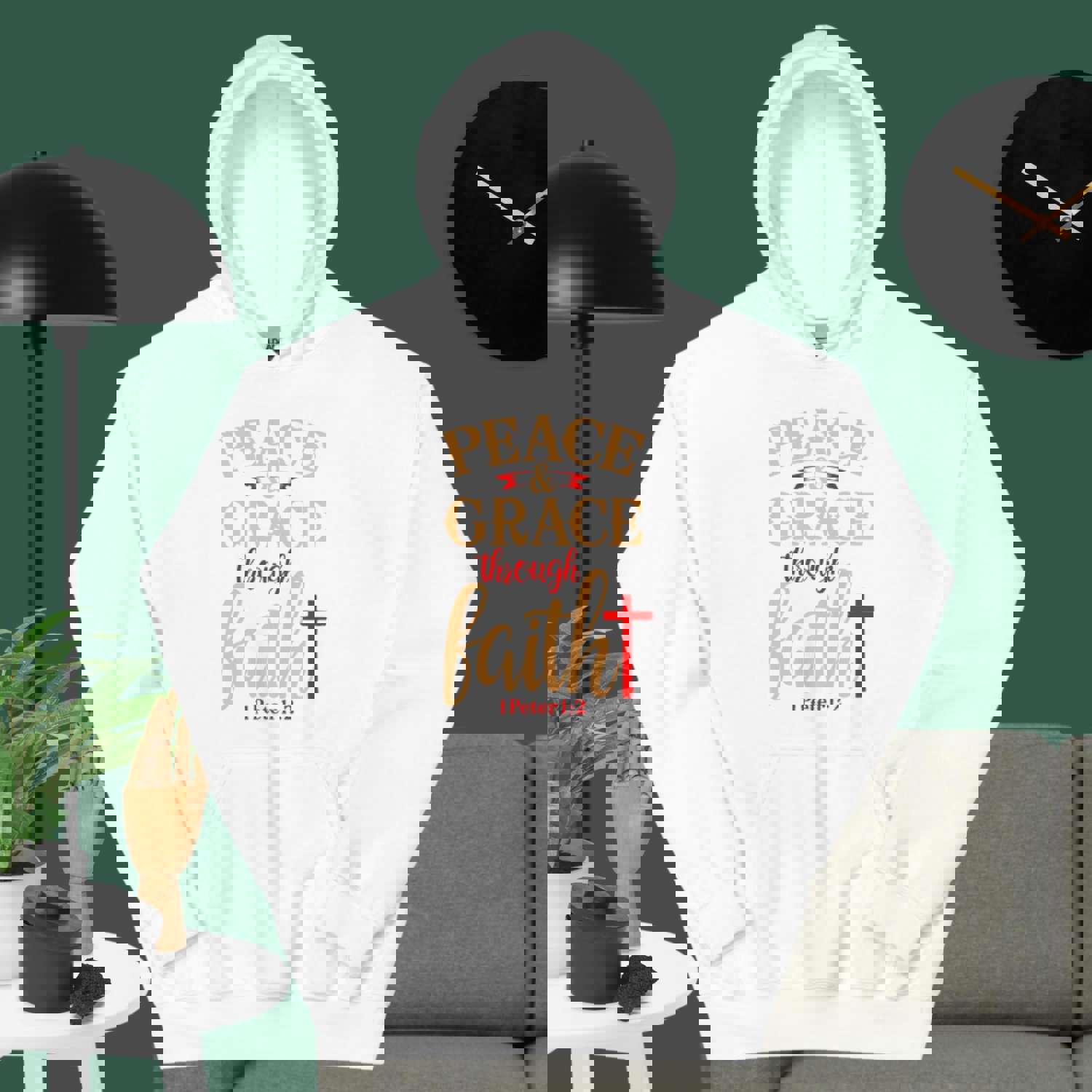 F&H Christian Peace & Grace through Faith Mens Hoodie