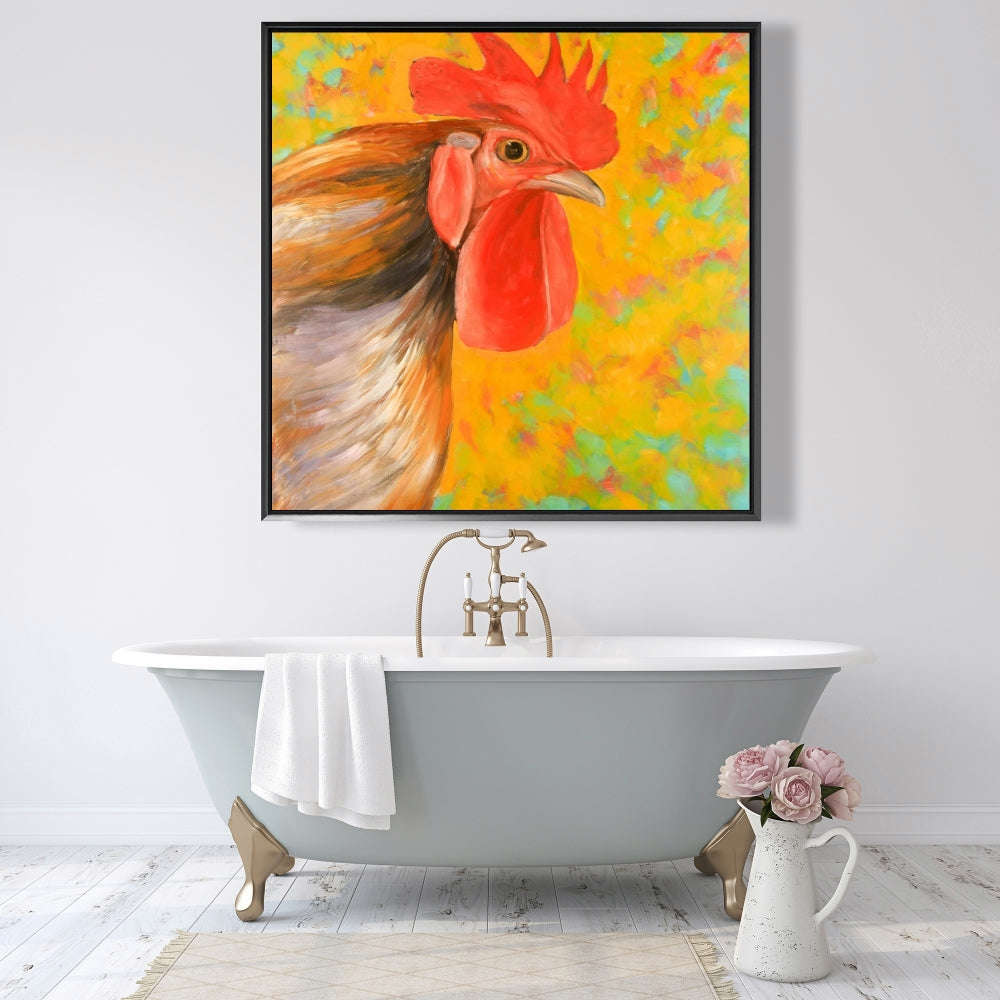 Colorful Rooster Fine Art Gallery Wrapped Canvas 36x36