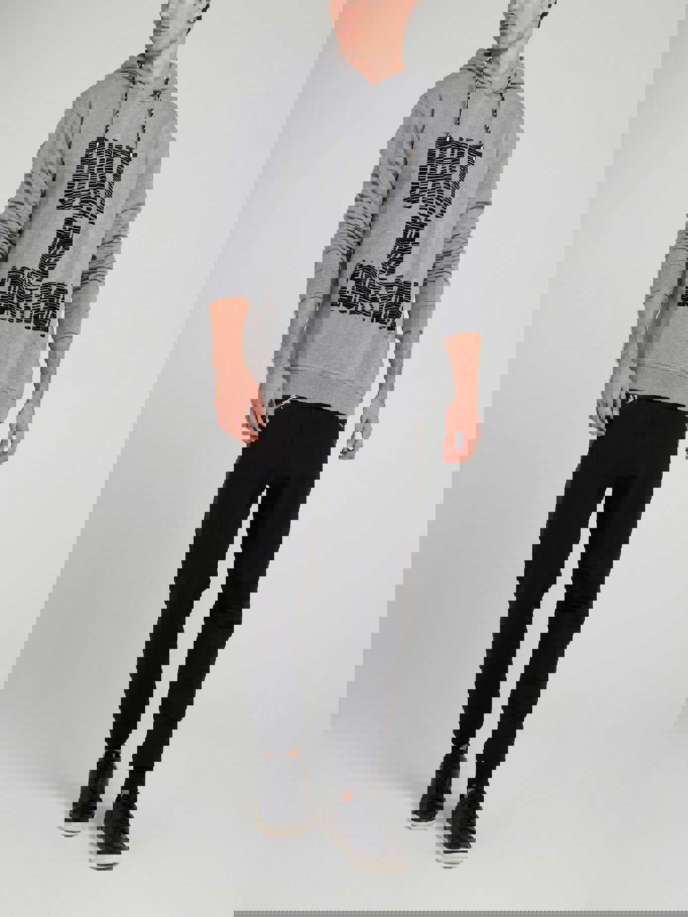 Grey Distorted Statement Print Hoodie by Just Cavalli