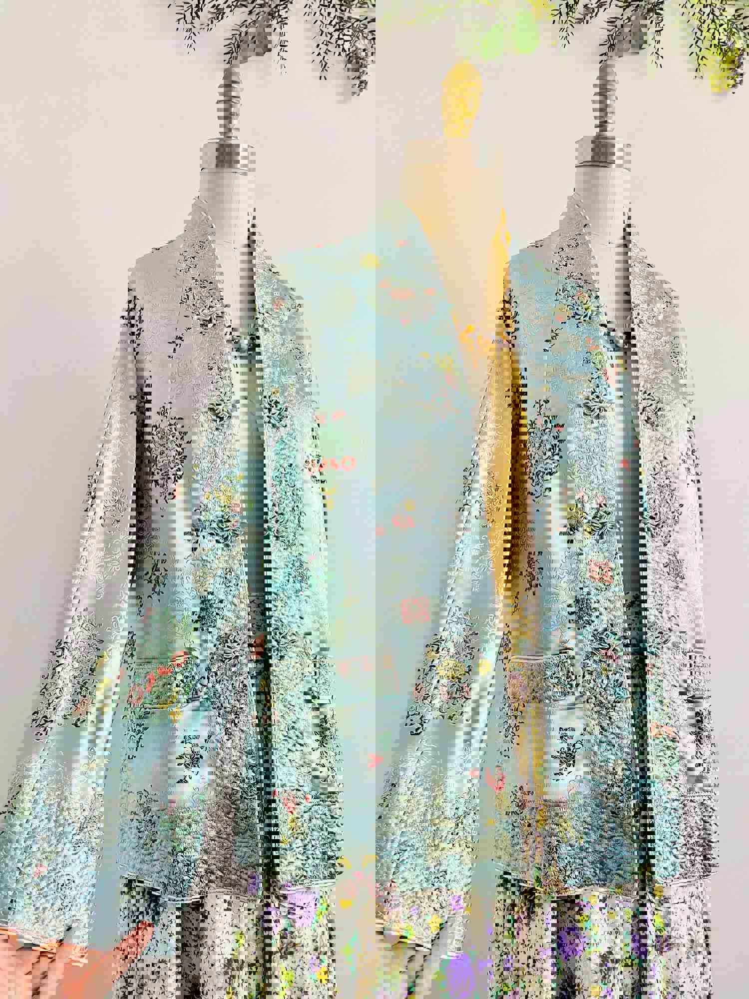 Vintage Pastel Blue Reversible Chinese Jacket