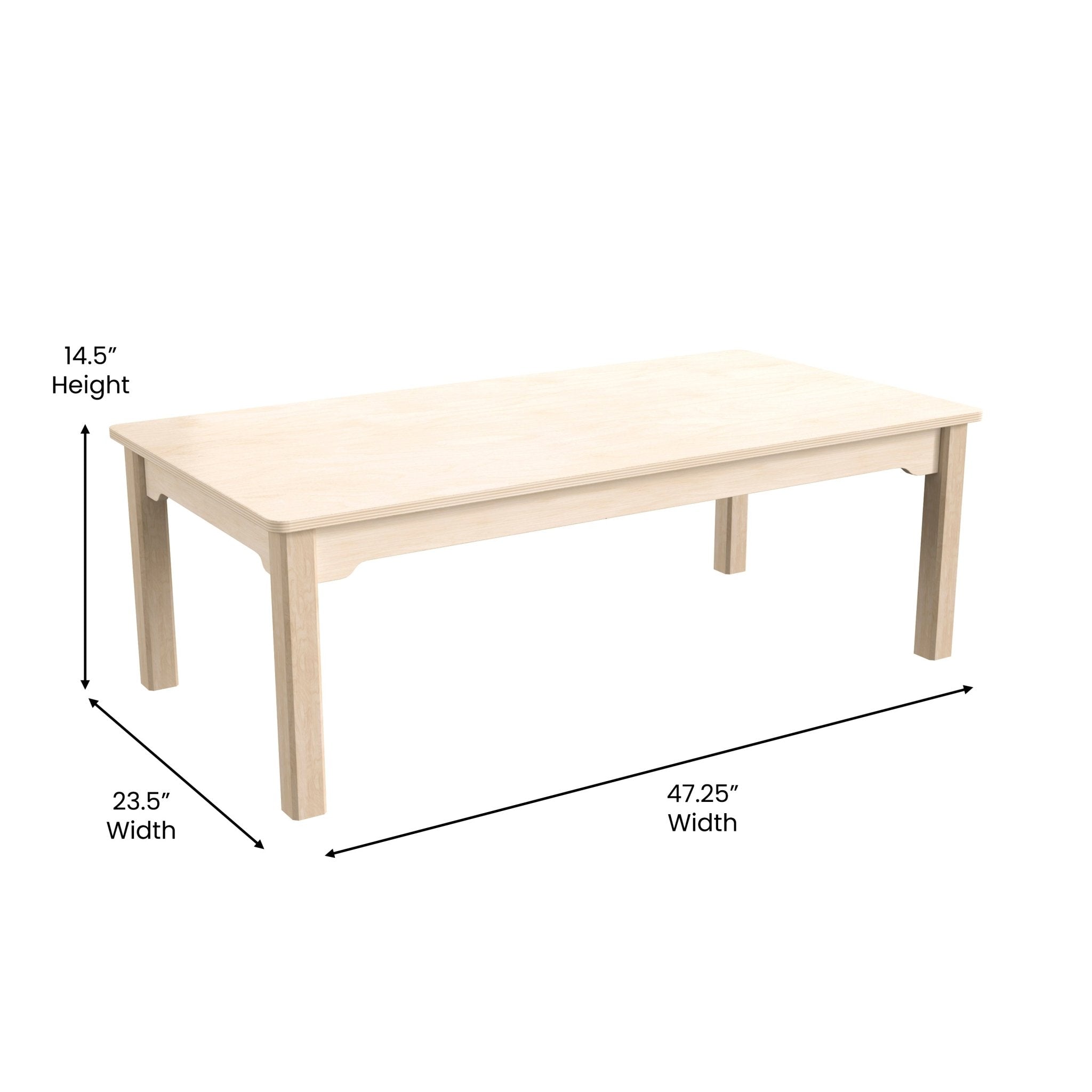 Bright Beginnings Commercial Grade Wooden Rectangular Preschool Classroom Activity Table