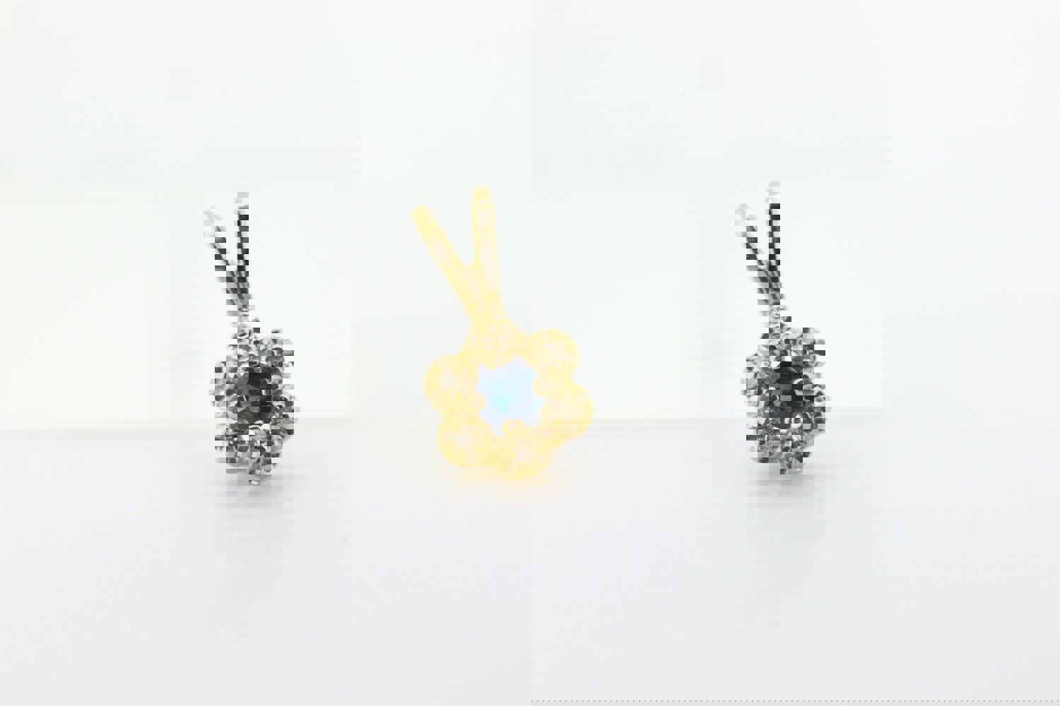 14k Blue Sapphire and Diamond Halo Pendant - Dainty and Precious Jewelry