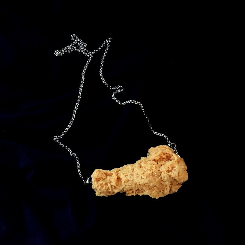 Creative Handmade Simulation Food Necklace for Women - Fried Chicken Leg & Wing Pendant, Trendy Barbecue Jewelry