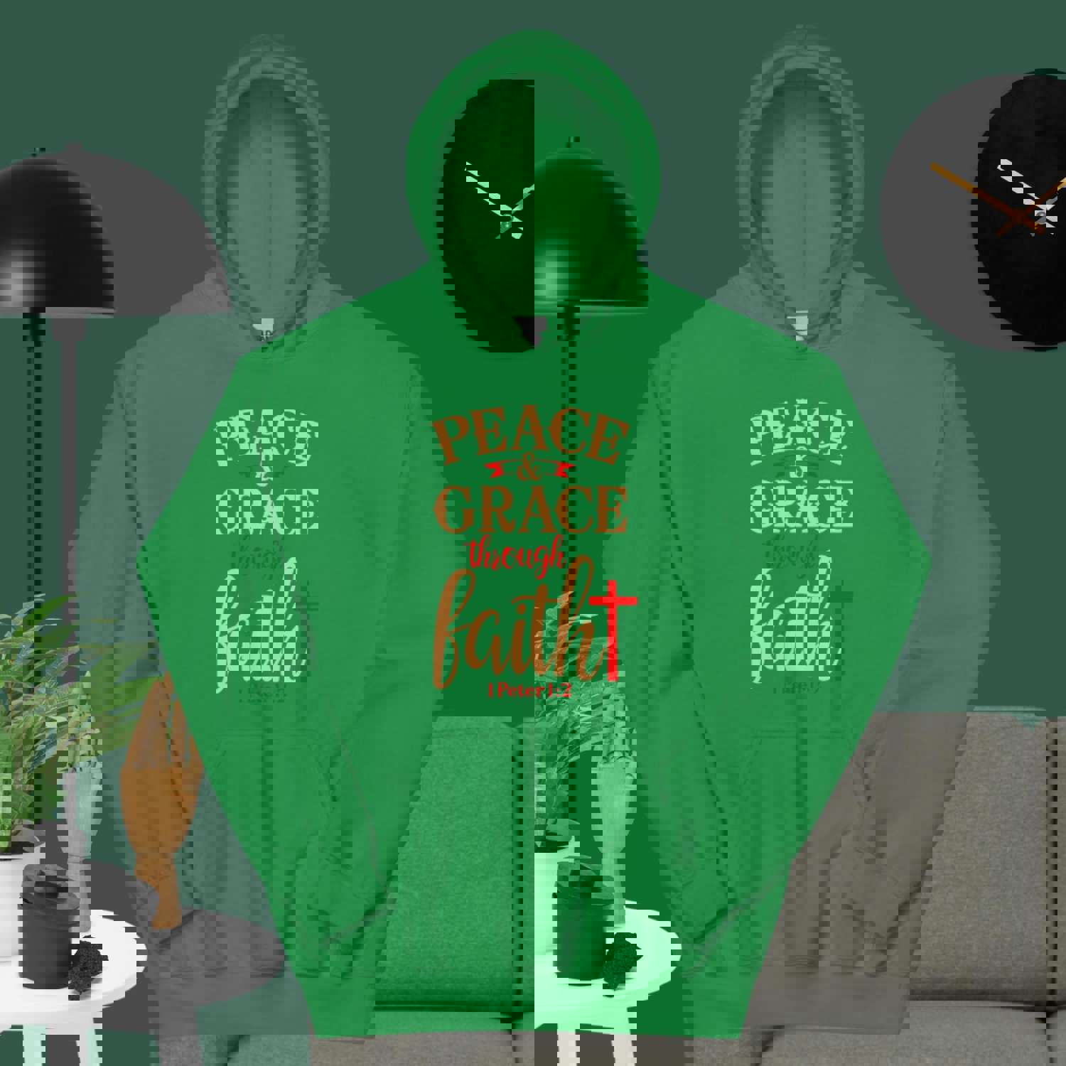 F&H Christian Peace & Grace through Faith Mens Hoodie