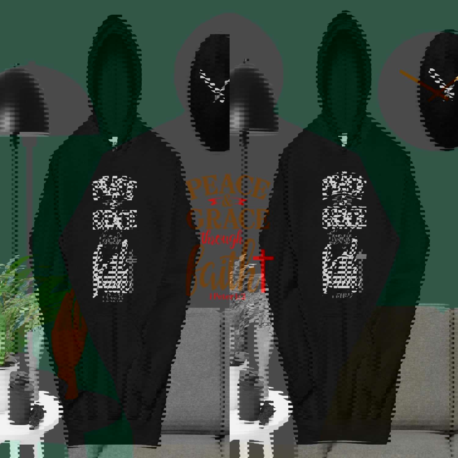 F&H Christian Peace & Grace through Faith Mens Hoodie