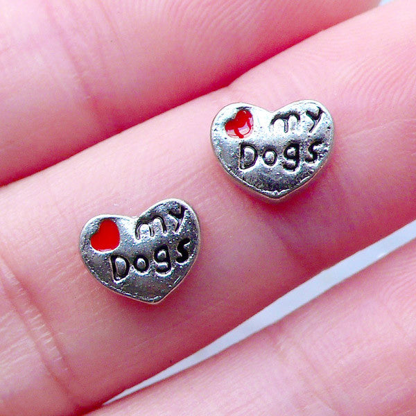 Love My Dogs Floating Charms - Heart My Pet Living Lockets (2pcs, 8mm x 6mm)