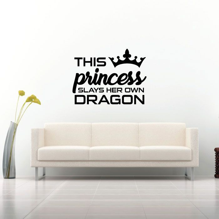 Inspirational Quote Vinyl Wall Sticker Decal - Slays Her Own Dragons