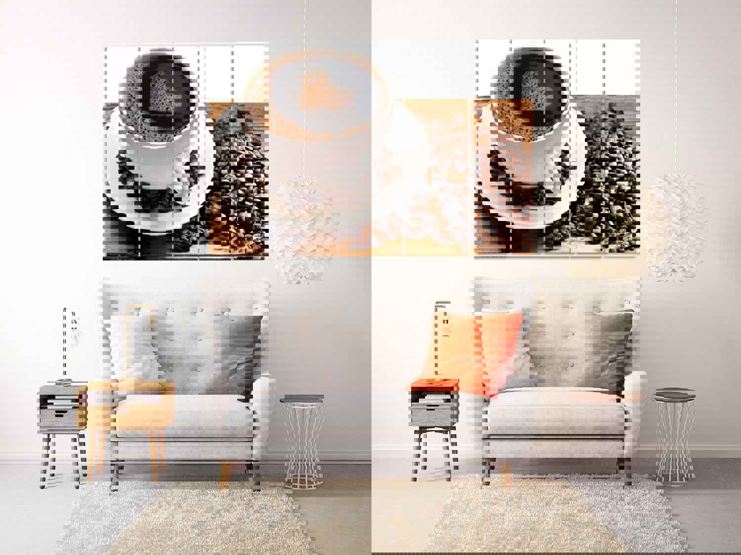 Coffee Cup Art Print - Extra Large Multi Panel Canvas Painting for Kitchen & Home Decor