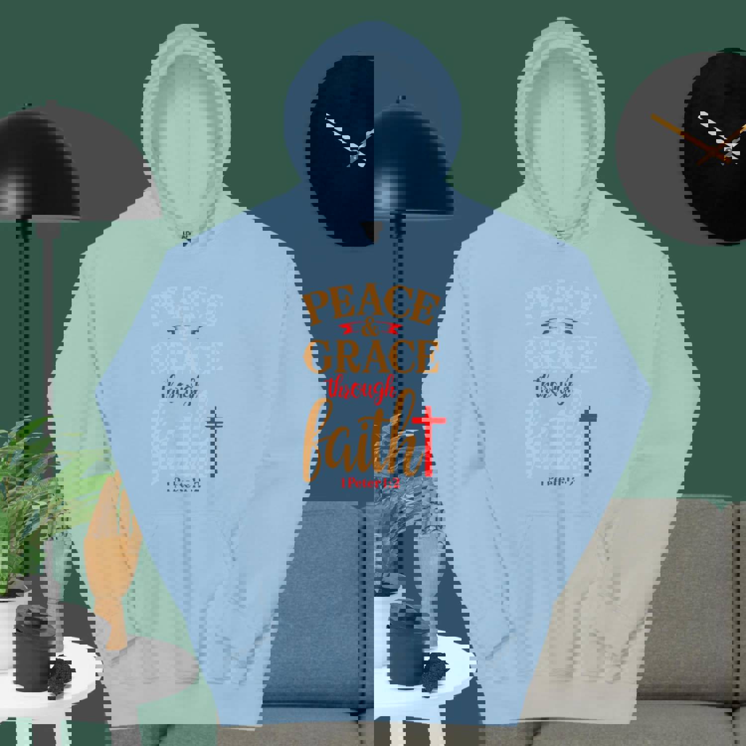 F&H Christian Peace & Grace through Faith Mens Hoodie