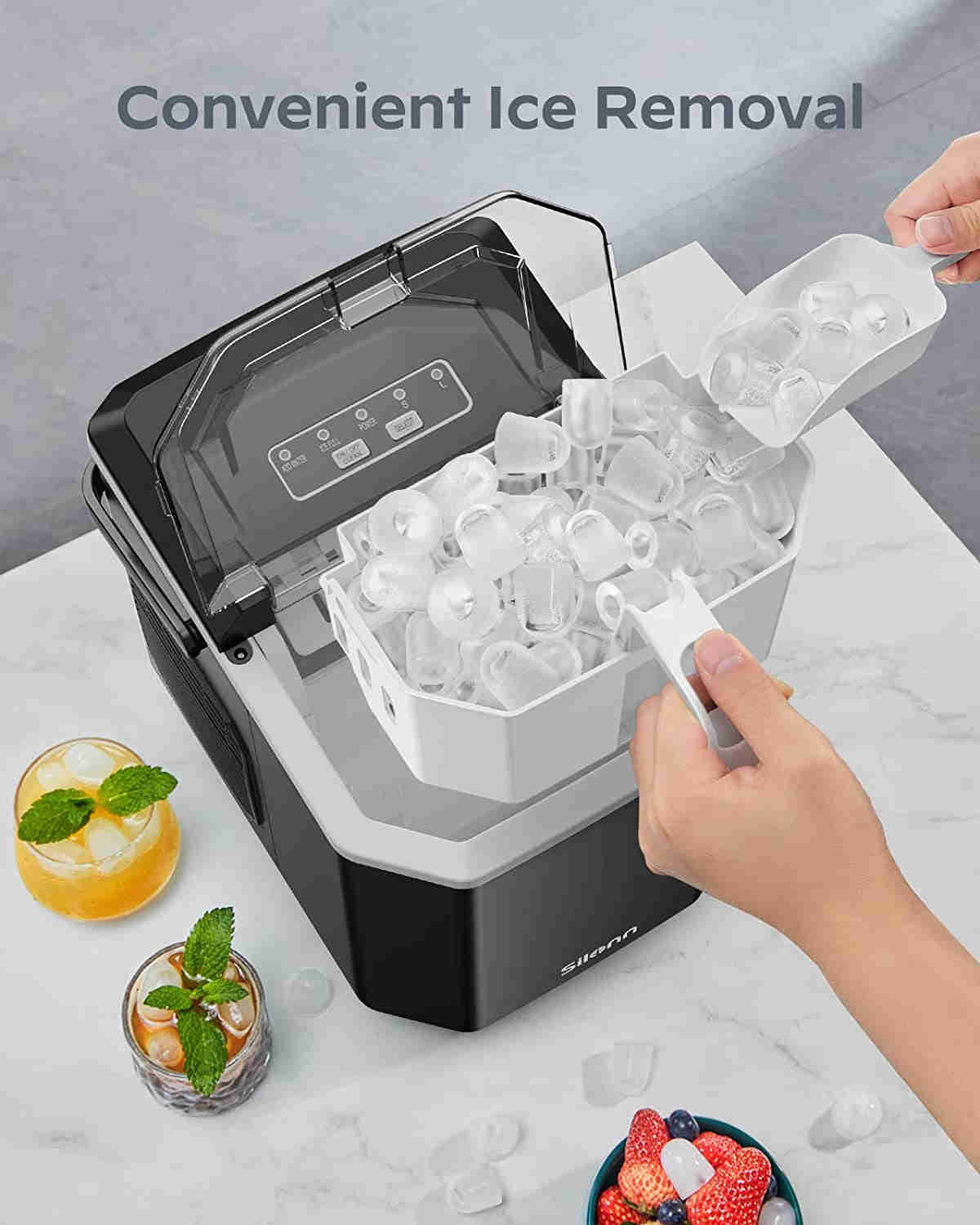 Portable Ice Maker Machine, 26 Lbs/Day, Self-Cleaning, Compact Countertop Ice Maker with Carry Handle for Home, Kitchen, Camping, RV