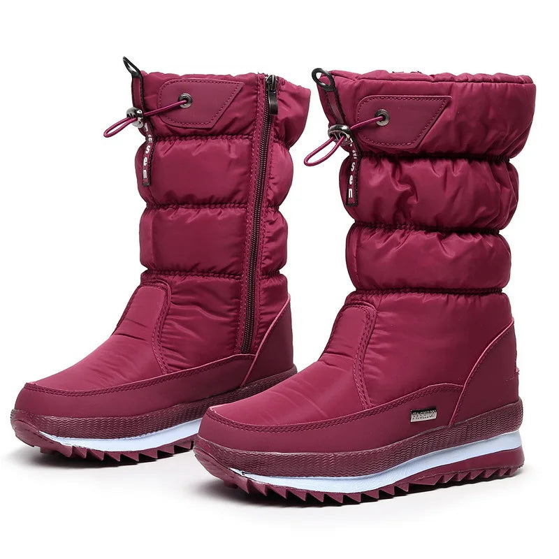 Women's Snow Boots - Platform Winter Boots with Thick Plush Waterproof Non-slip Design