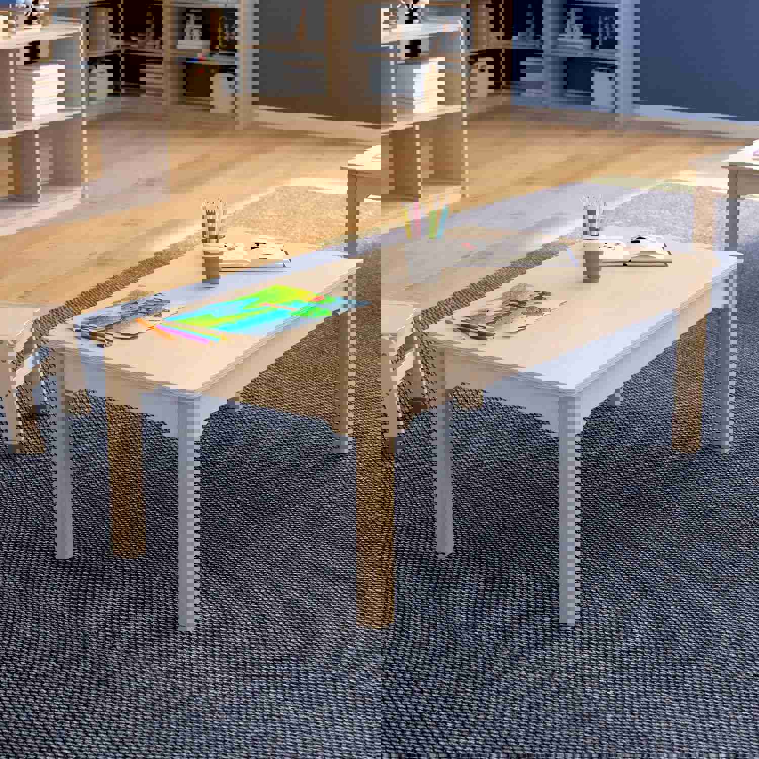 Bright Beginnings Commercial Grade Wooden Rectangular Preschool Classroom Activity Table