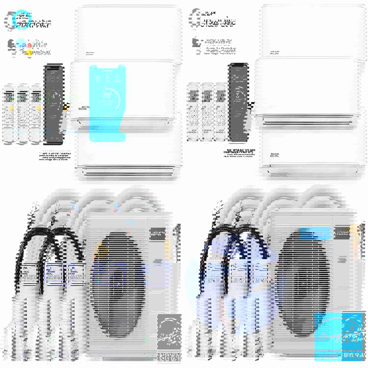 MRCOOL DIY 4th Gen 36K BTU 3-Zone Heat Pump Condenser with Air Handlers and Linesets Bundle