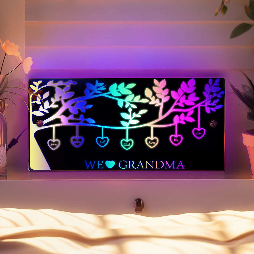 Personalized Name Custom Family Tree LED Mirror Light - Unique Wall Art Gift for Mothers Day, Anniversary, Birthday