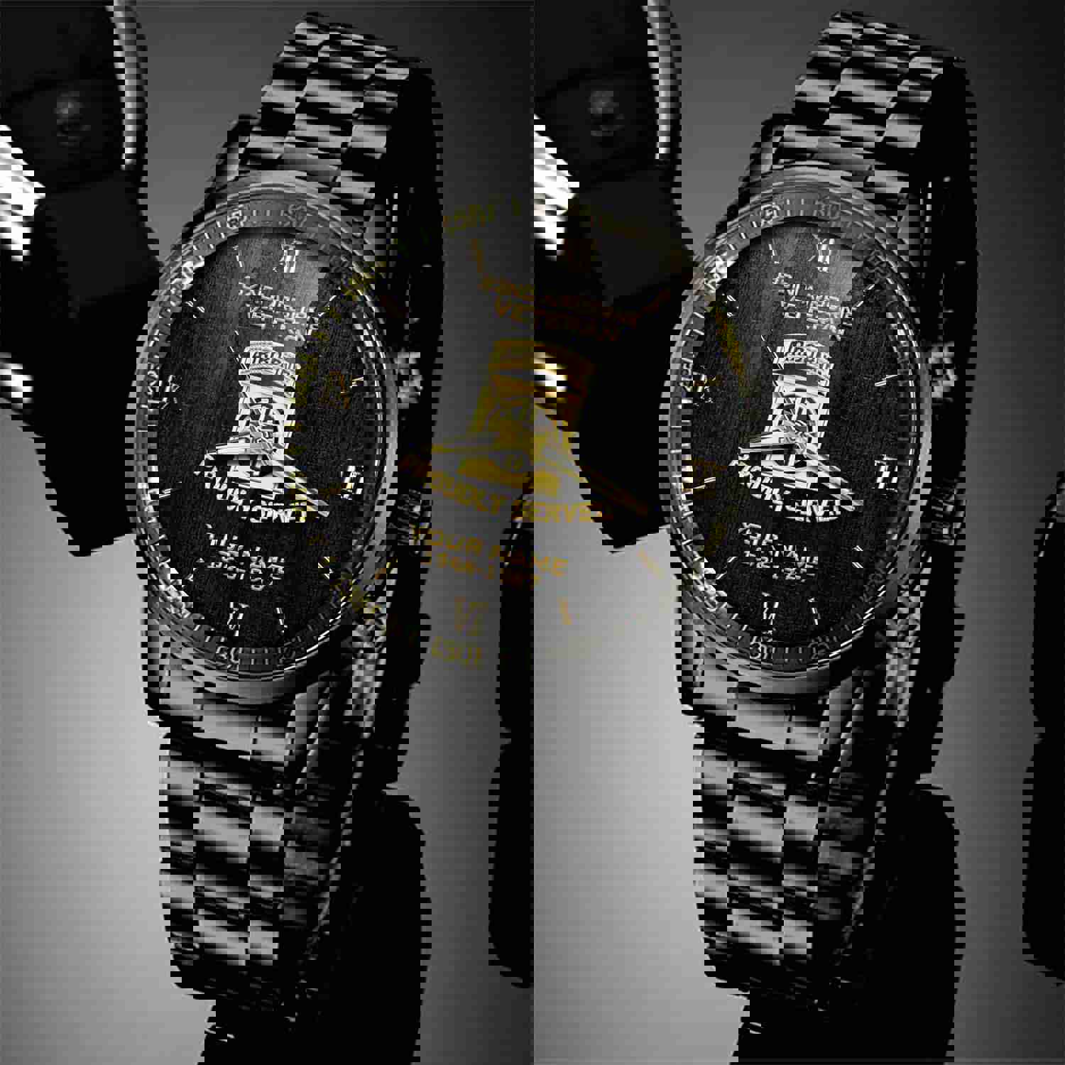 82nd Airborne Veteran Fashion Watch - Custom Military Quartz Watch with Black Strap