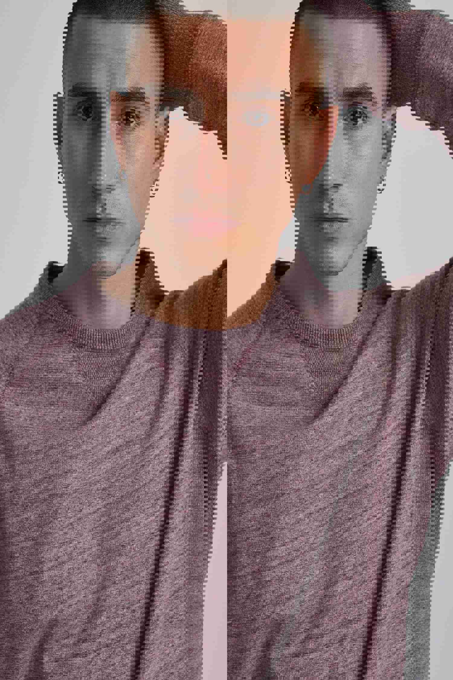 Blend Wine Red Heather Crewneck Sweatshirt for Men