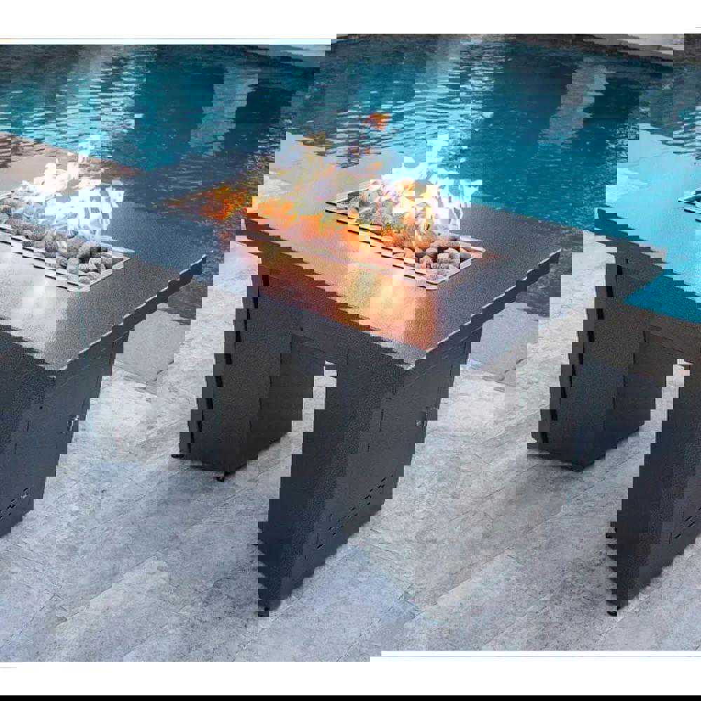 Top Fires Alameda 78-Inch Rectangular Steel Gas Fire Pit Table - Electronic