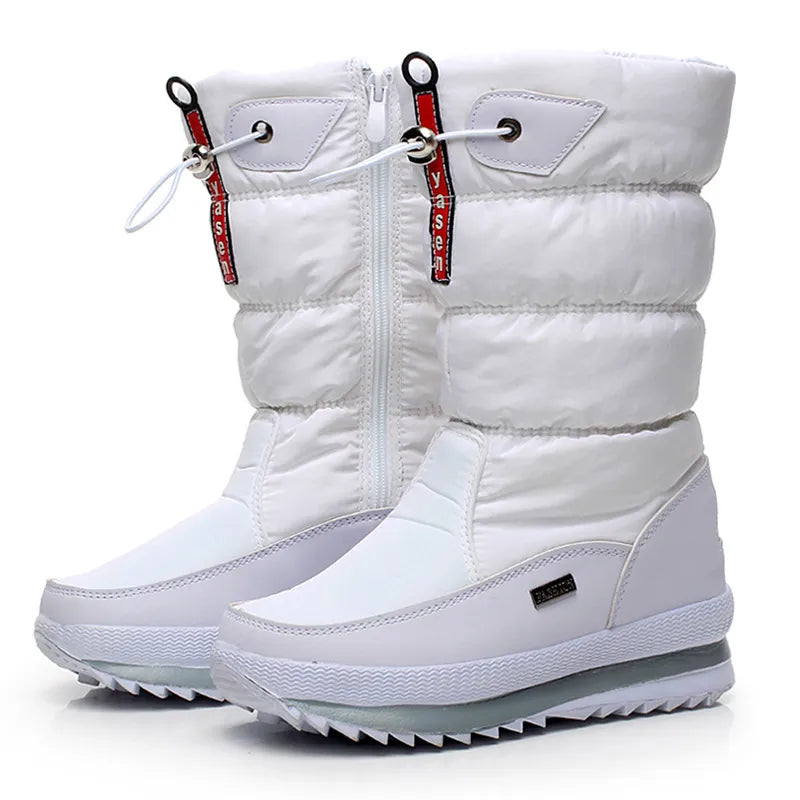 Women's Snow Boots - Platform Winter Boots with Thick Plush Waterproof Non-slip Design