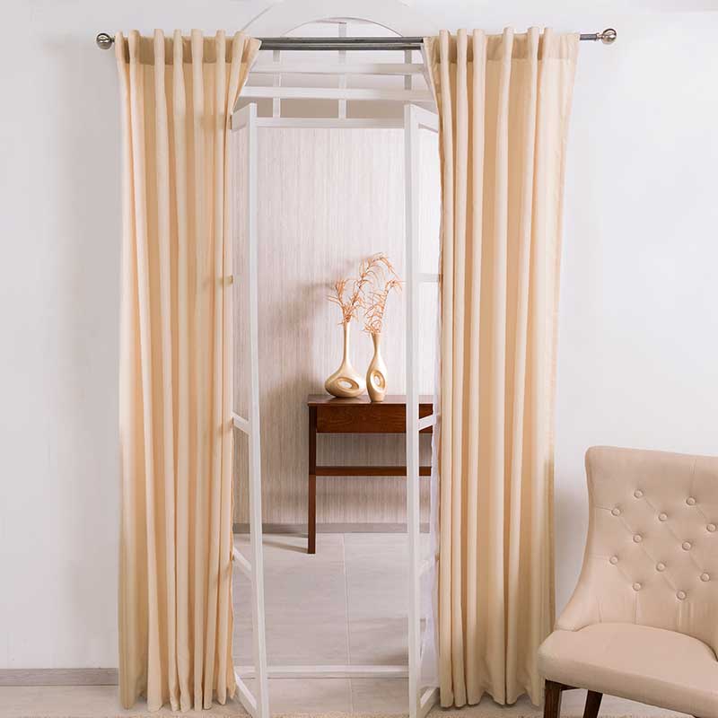 BEIGE VIASOFT MID LIGHT CURTAINS WINDOWS PANELS LONG 2 PCS