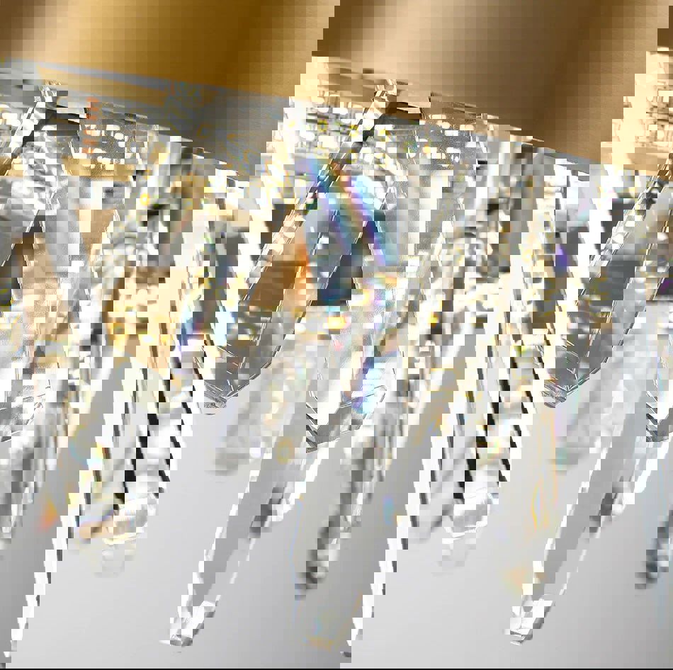 MIRODEMI® Gold Rectangle Crystal Chandelier - Modern LED Lighting for Living Room, Dining Room & Kitchen Island