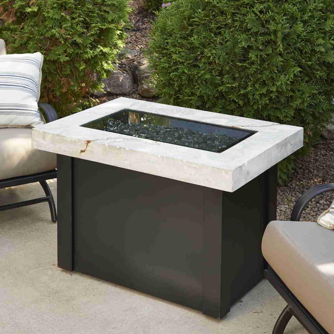 The Outdoor GreatRoom Company Providence 32-Inch Rectangular Natural Gas Fire Pit Table - White