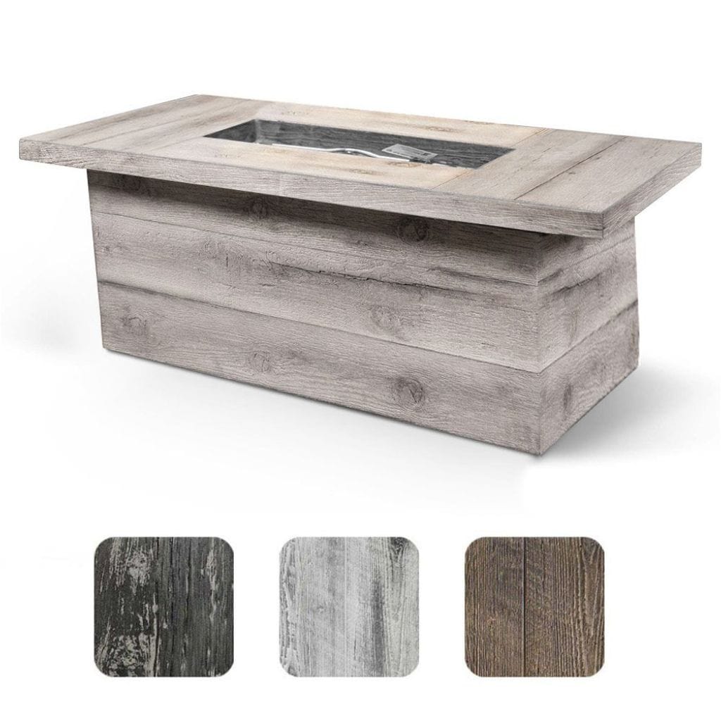 The Outdoor Plus 60 Grove GFRC Wood Grain Concrete Rectangle Gas Fire Pit Table