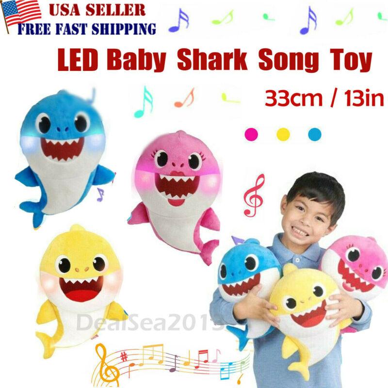 LED Baby Shark Plush Singing Toys Music Doll English Kids Song Gift Toy Stuffed
