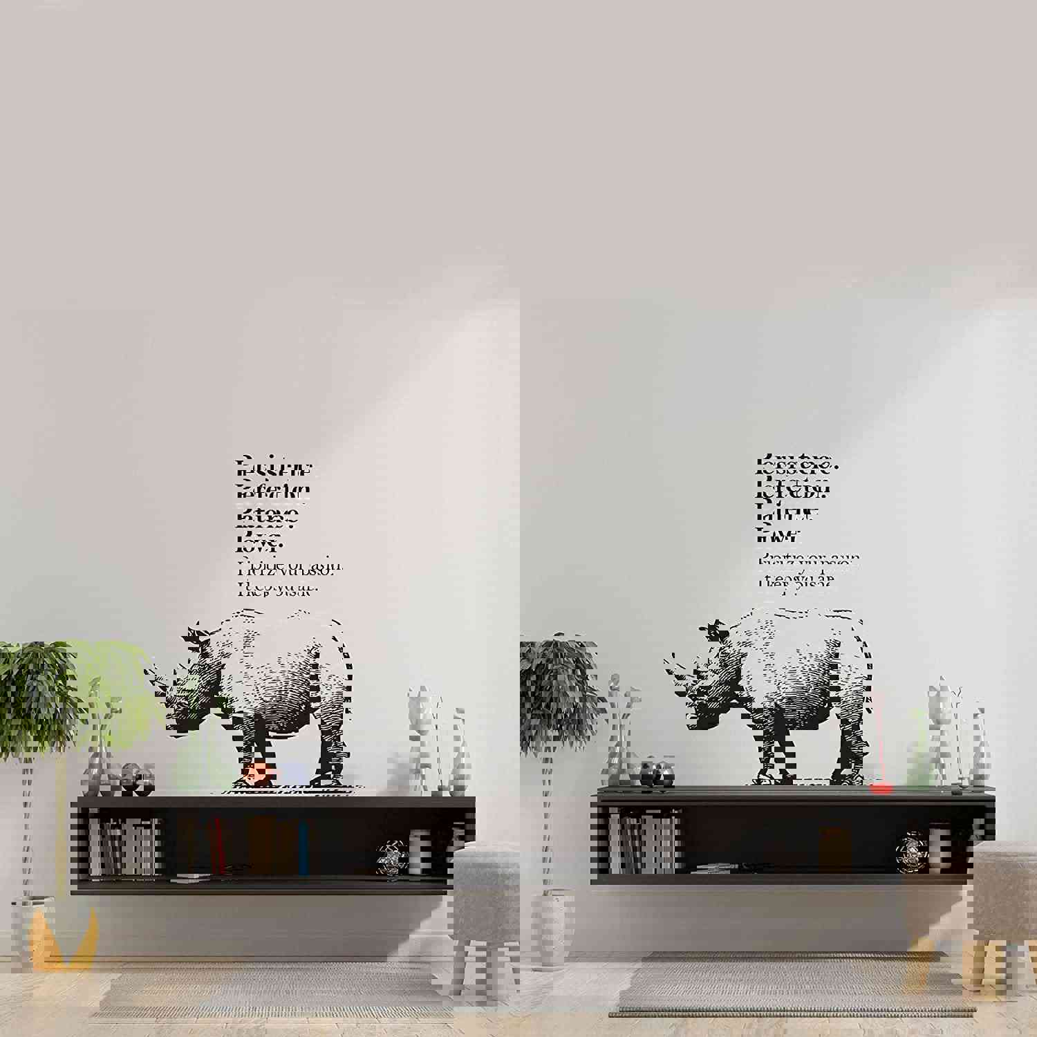 Animal Life Quote Vinyl Wall Sticker Decal - Perfection Rhino Motivation Quote