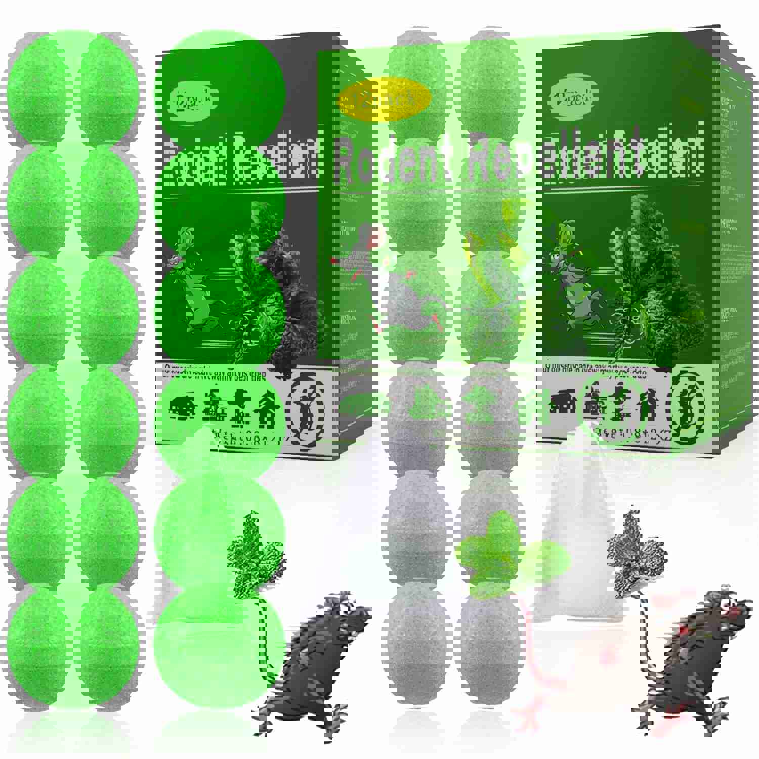 EverField Peppermint Oil Rodent Repellent - 12 Pack, Safe & Natural Pest Control for Indoor & Outdoor Use