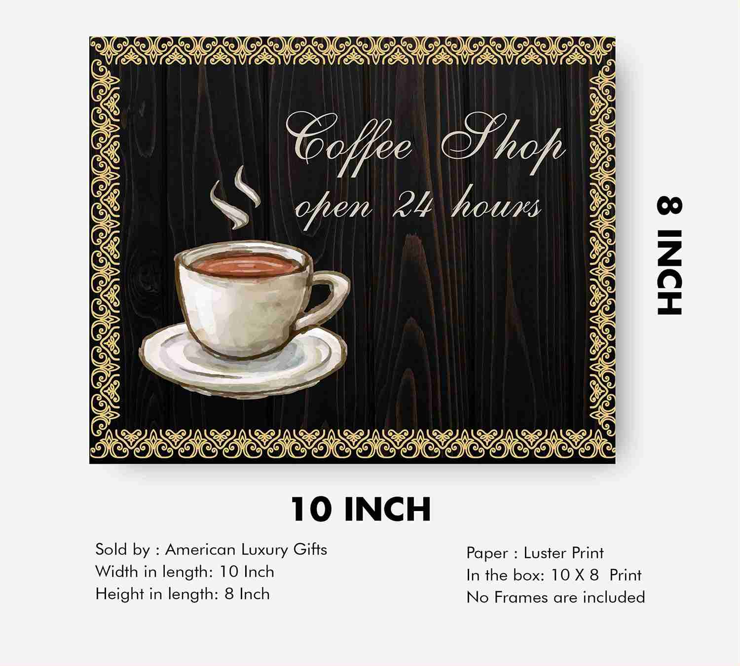 Vintage Coffee Wall Art Sign - 10 x 8 Retro Poster Print