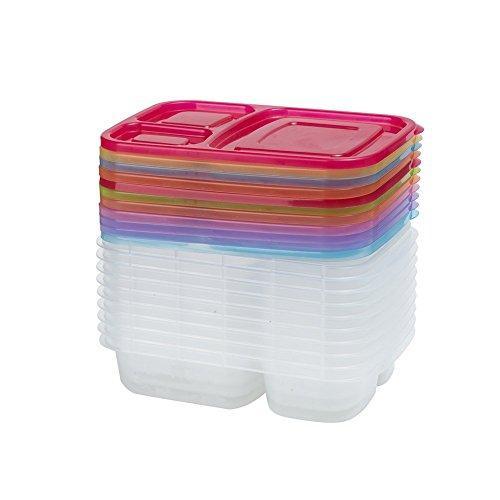 Bento Lunch Boxes, 3-Compartment Meal Prep Containers with Lids, 7 Pack BPA Free, LeakProof, Reusable