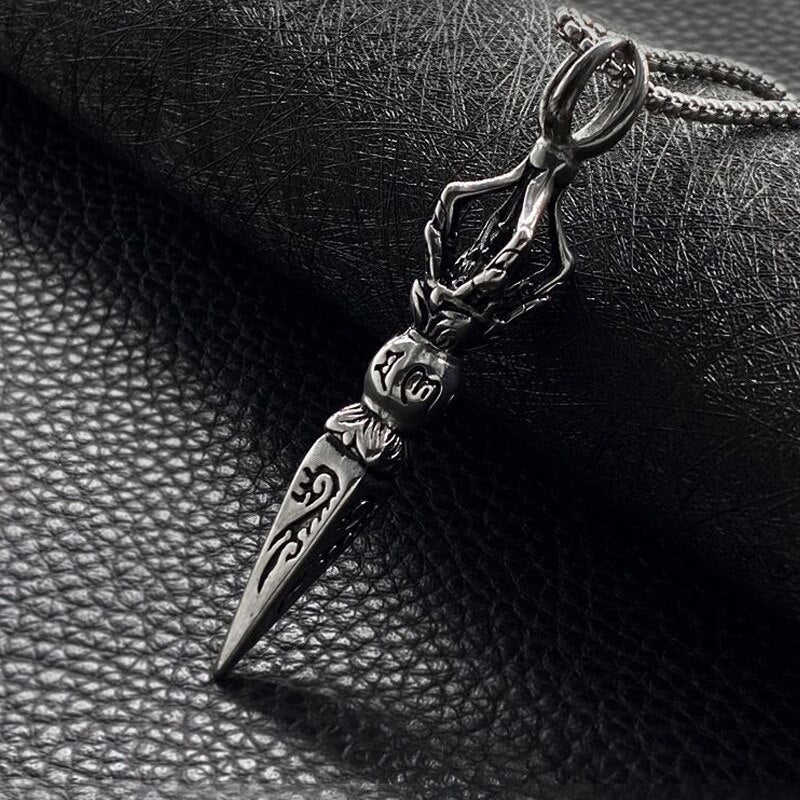 Skeleton Beads Necklace with Knife Pendant - Stainless Steel Paracord Necklace for Outdoor & Self Defense