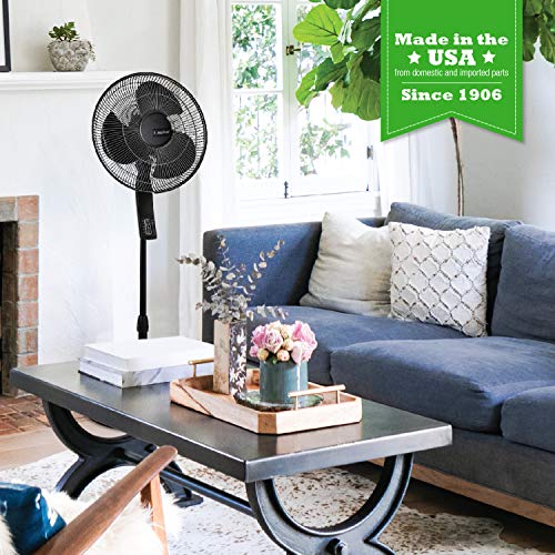 Lasko S16612 Oscillating 16″ Adjustable Pedestal Stand Fan with Timer, Thermostat and Remote