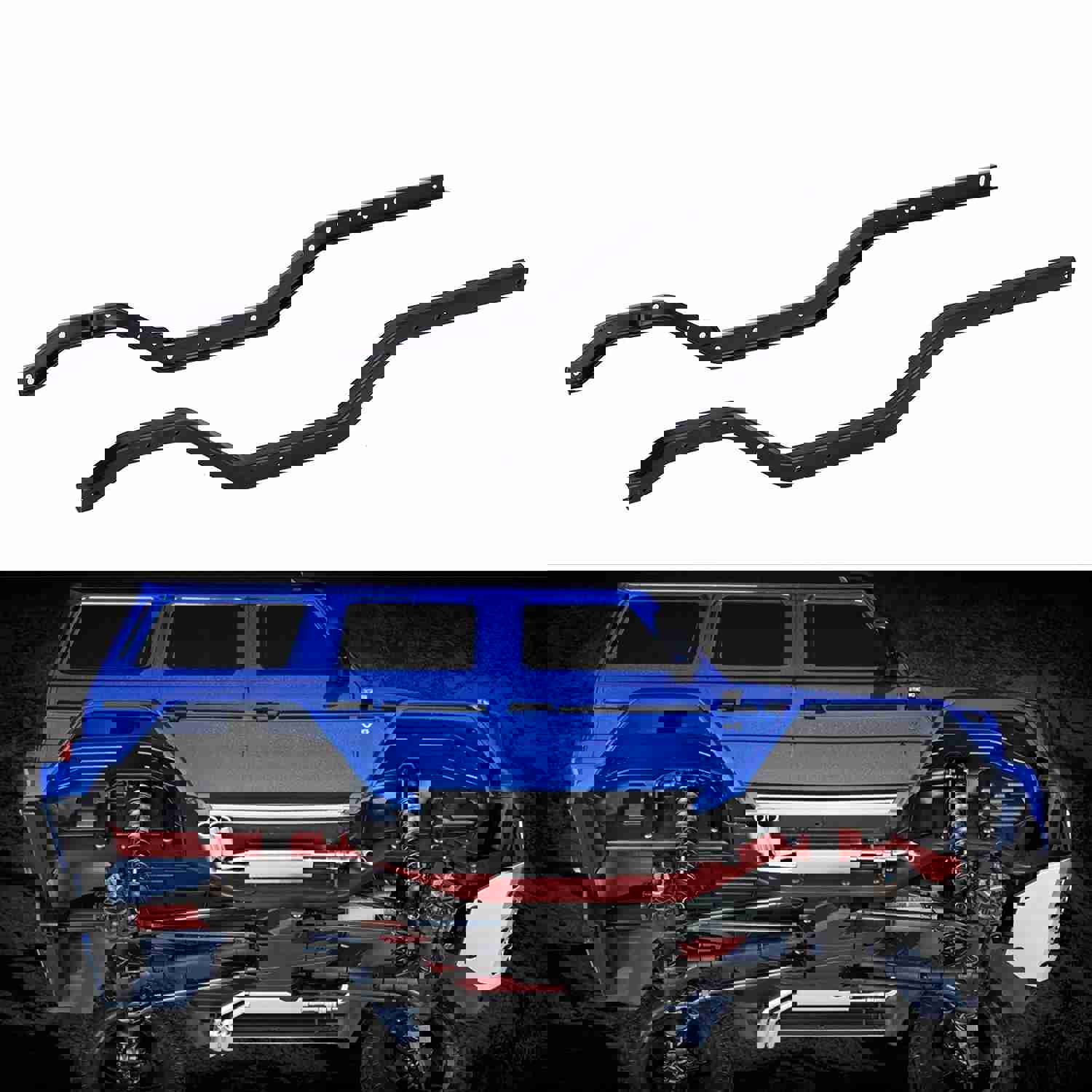 Heavy Duty Metal Steel Left Right Chassis Rails for 1/10 RC Crawler TRAXXAS TRX4 TRX-4 8220 Upgrade Parts - 2Pc Set Black