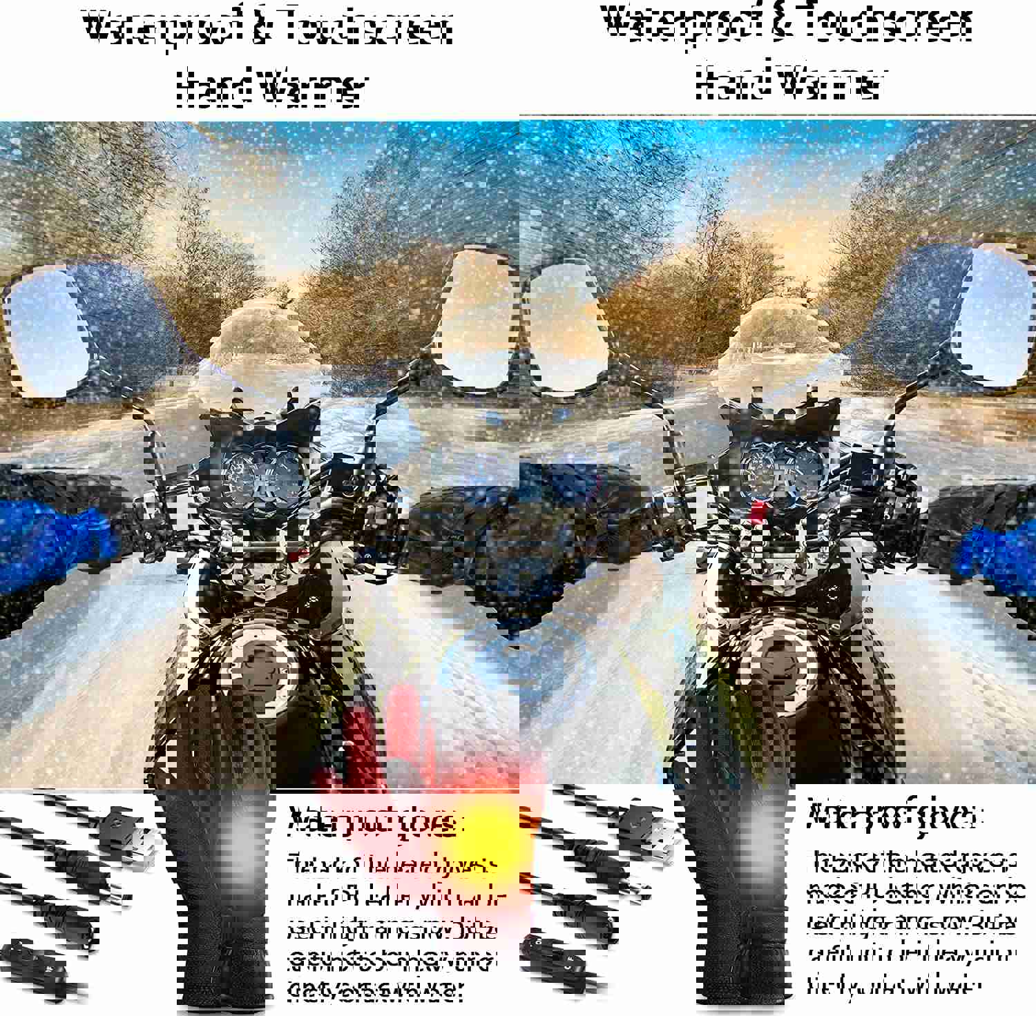 Unisex USB Heated Touch Screen Waterproof Gloves for Outdoor Activities