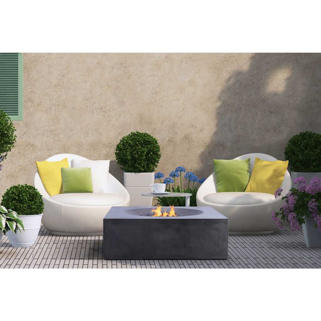PyroMania Tao 41 Rectangular Charcoal Outdoor Natural Gas Fire Pit Table