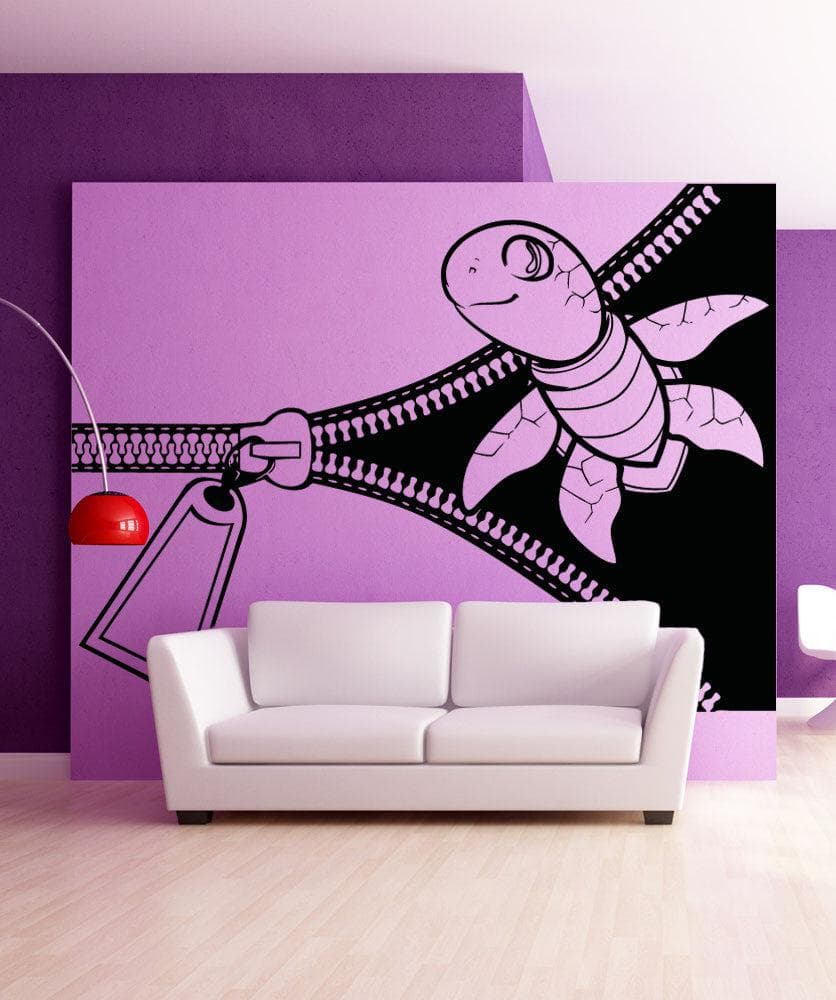 Vinyl Wall Decal Sticker Sea Turtle Zipper #OS_AA1366