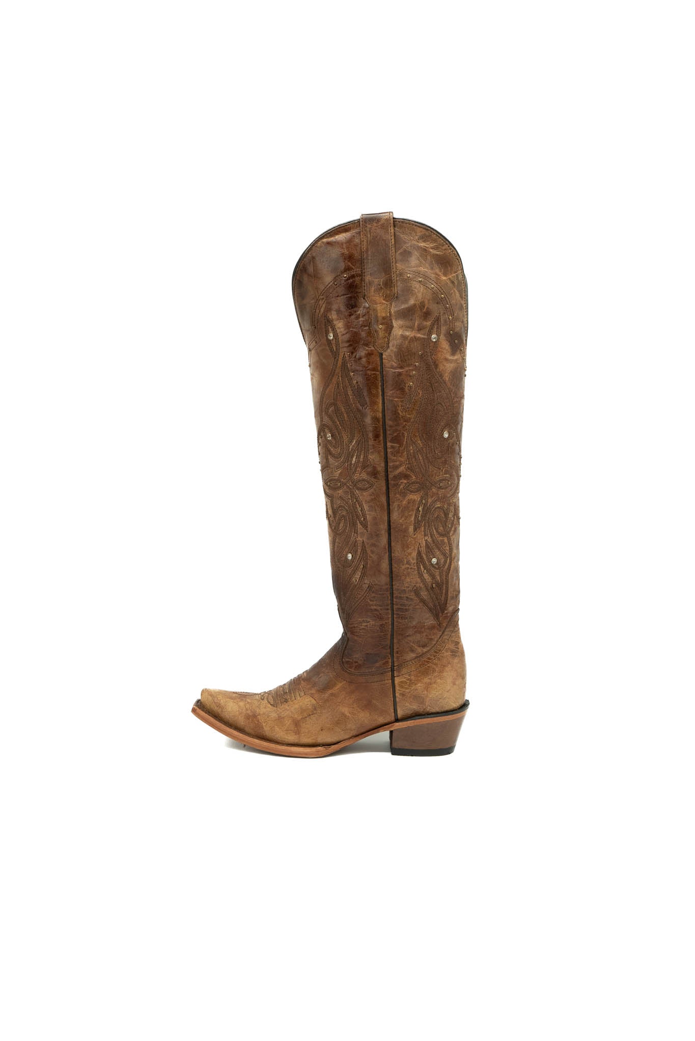 Catalina Vitro Tall Cowgirl Boot - Genuine Leather with Side Zipper