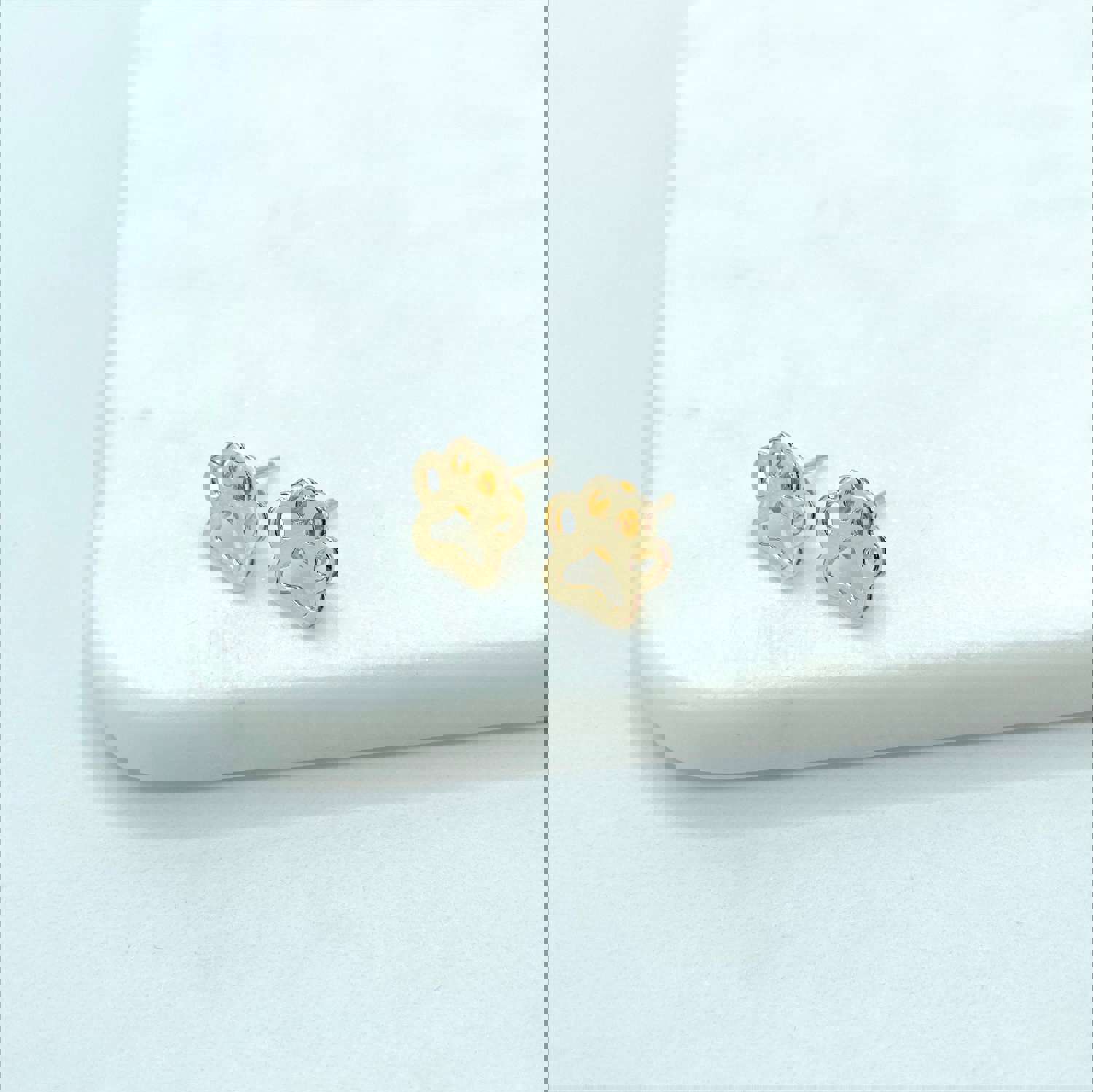 18k Gold Filled Pet Paw Print Stud Earrings - Wholesale Jewelry Supplies