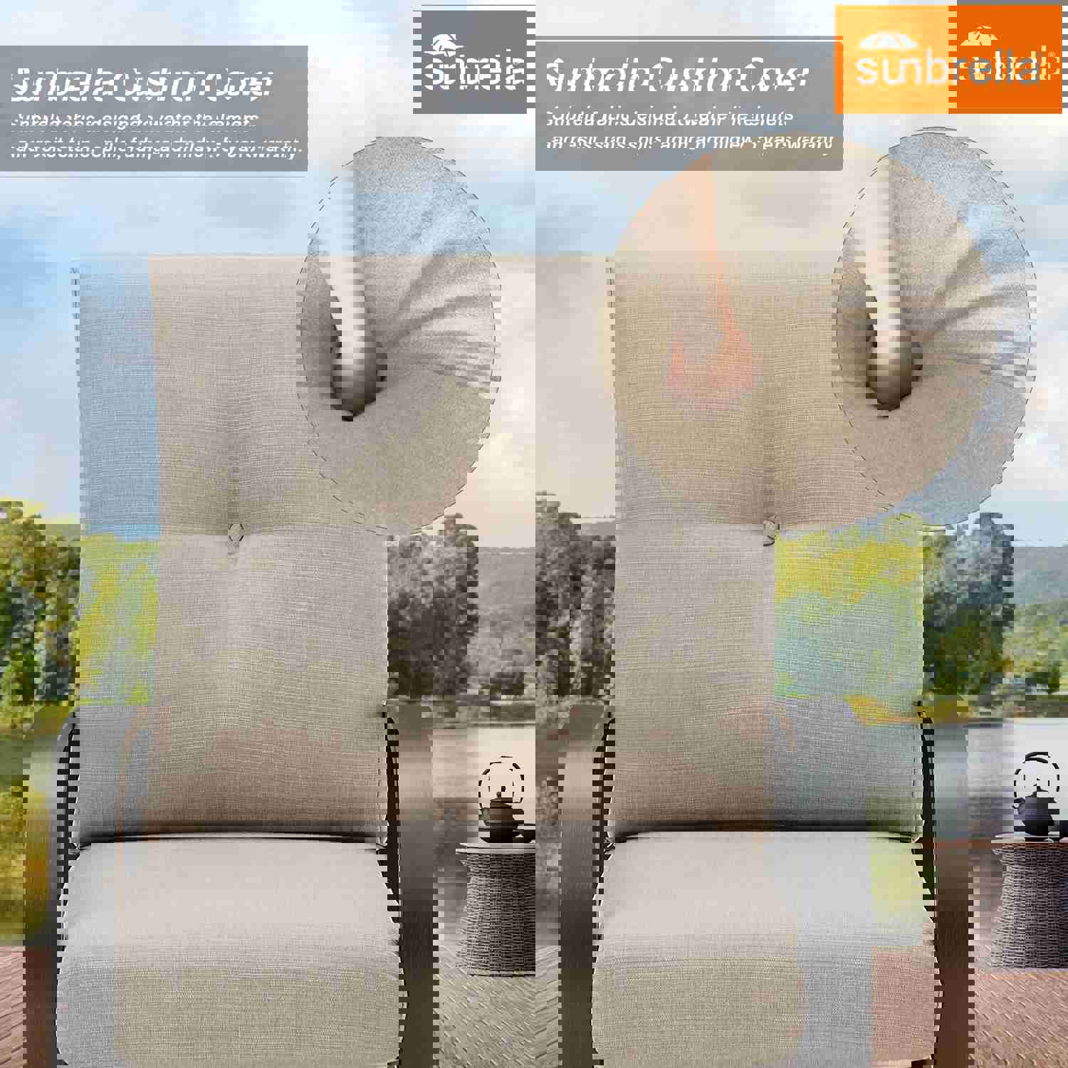 5-Piece Outdoor Aluminum Patio Conversation Set with Swivel Chairs and Sunbrella Cushions