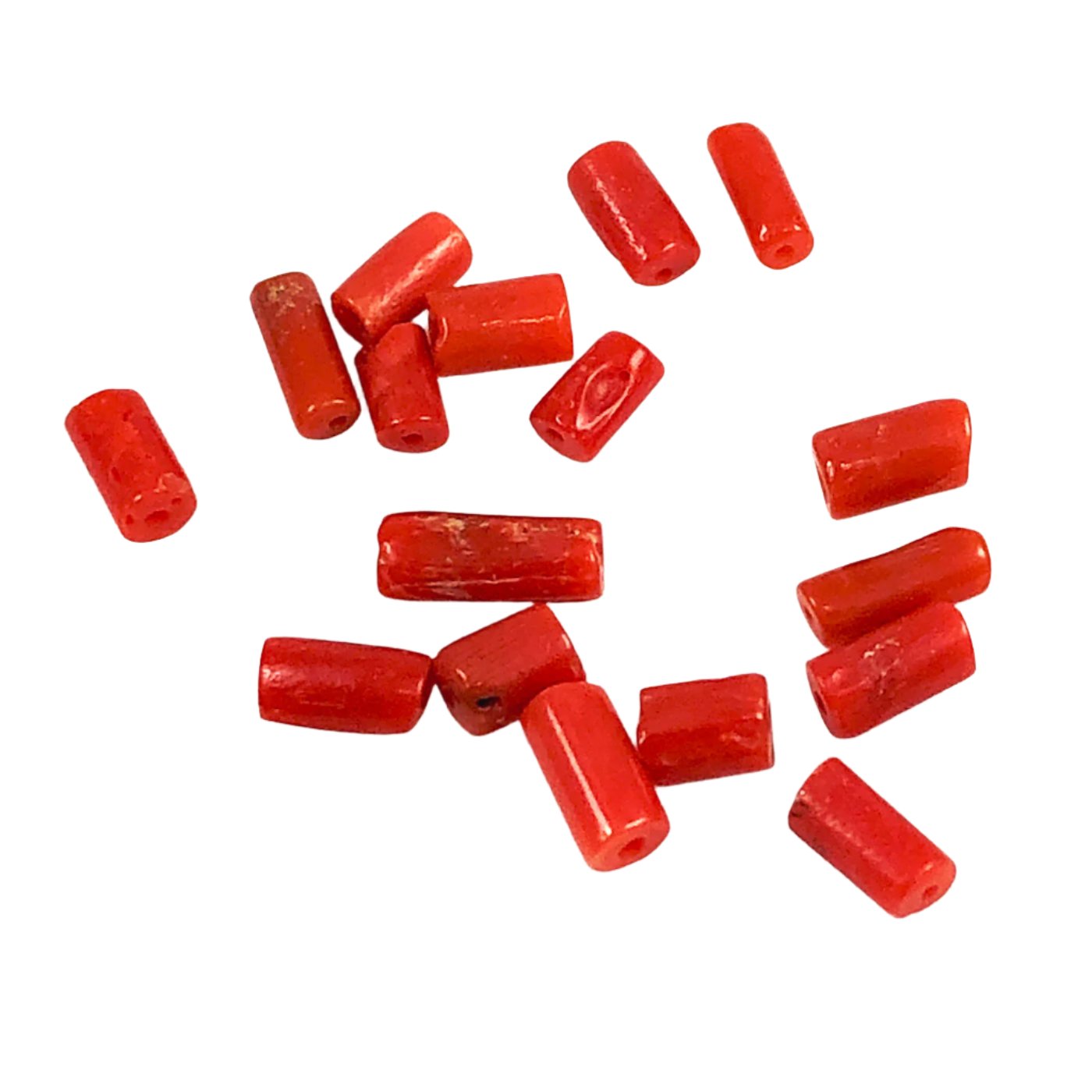Vintage 1920s Italian Coral Tube Beads (Pack of 12)