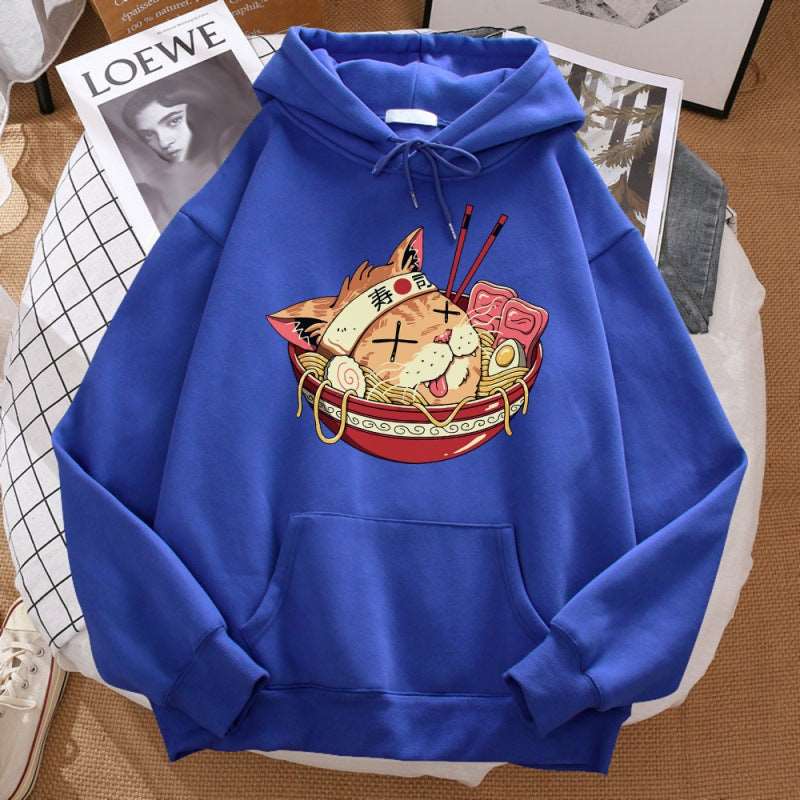 Cat Ramen Long Sleeved Hoodie