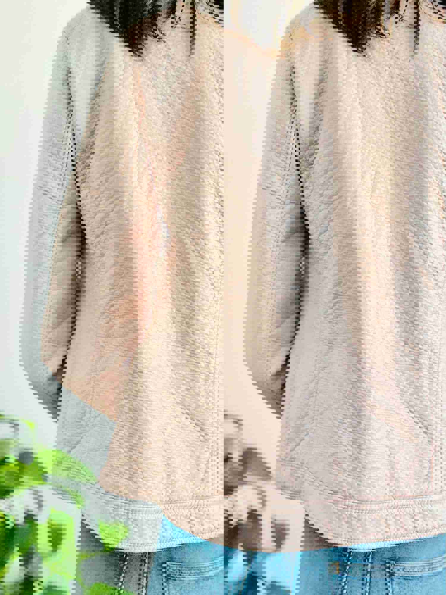 Pastel Pink Faux Leather Motorcycle Jacket